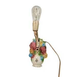 MCM Wall Light Sconce Ceramic Floral Vase Shabby Bedroom Decor Works & Bulb